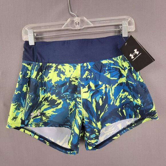 Under Armour Speed Pocket Shorts S NWT Yellow Blue HeatGear - Picture 1 of 7
